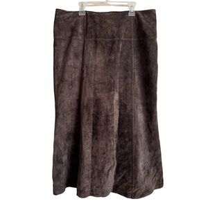 Vintage Rafaella 90's Dark Brown Suede Midi Skirt